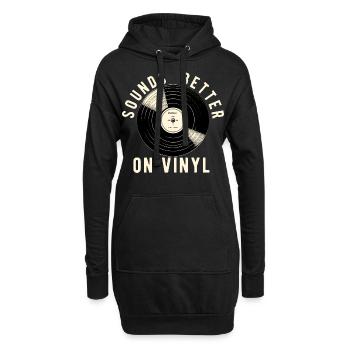 Klingt besser auf Vinyl Klang ist besser auf Vinyl - Hoodie-Kleid - Schwarz - Vorne
