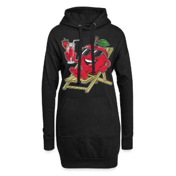 Apfel - Hoodie-Kleid - Schwarz - Vorne