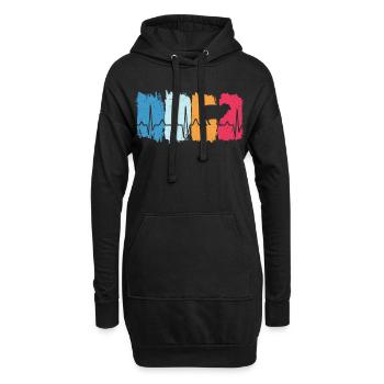 Schafe retro herzschlag t-shirt schaf - Hoodie-Kleid - Schwarz - Vorne