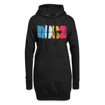Kletterer retro herzschlag tshirt klettern kletter - Hoodie-Kleid - Schwarz - Vorne