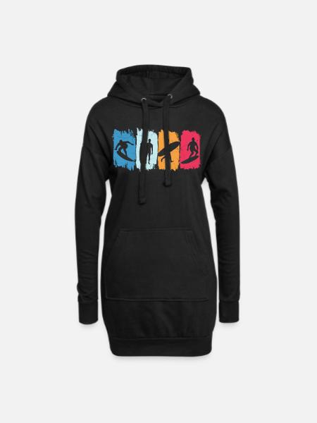 Surf Retro Surfing Surfer Surfing - Hoodie Dress - black