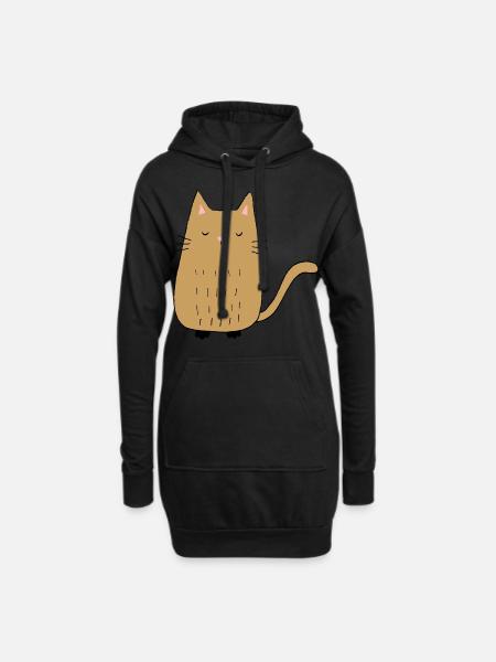 Katze - Hoodie-Kleid - Schwarz