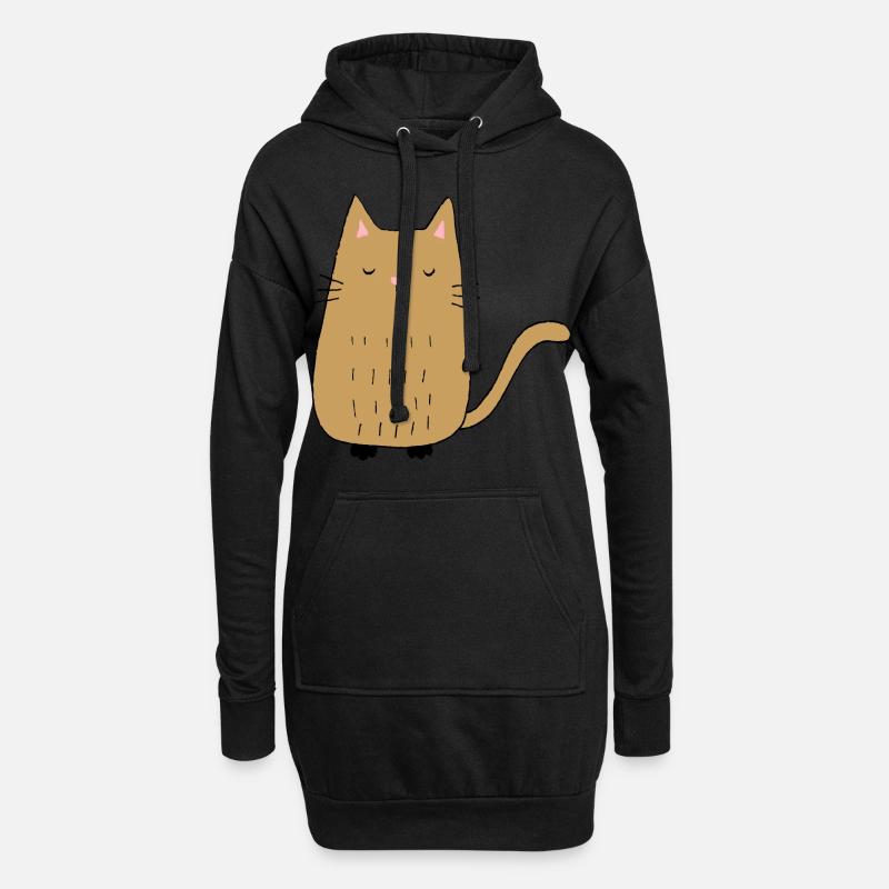 Katze - Hoodie-Kleid - Schwarz
