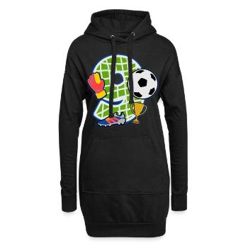 Fußball 9. Geburtstagsparty Nummer 9 - 9 Jahre - Hoodie-Kleid - Schwarz - Vorne