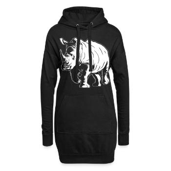 Rhino Sketch Rhinoceros Safari Wildtierliebhaber - Hoodie-Kleid - Schwarz - Vorne