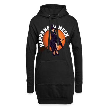 Joyeux Halloween Scary Lady Witchcraft Balai - Sweat-shirt à capuche long Femme - noir - Devant