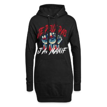 j'peux pas j'ai manif cadeau anniversaire humour - Sweat-shirt à capuche long Femme - noir - Devant