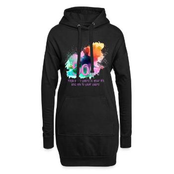 50e anniversaire d’une femme qui aime le yoga - Sweat-shirt à capuche long Femme - noir - Devant