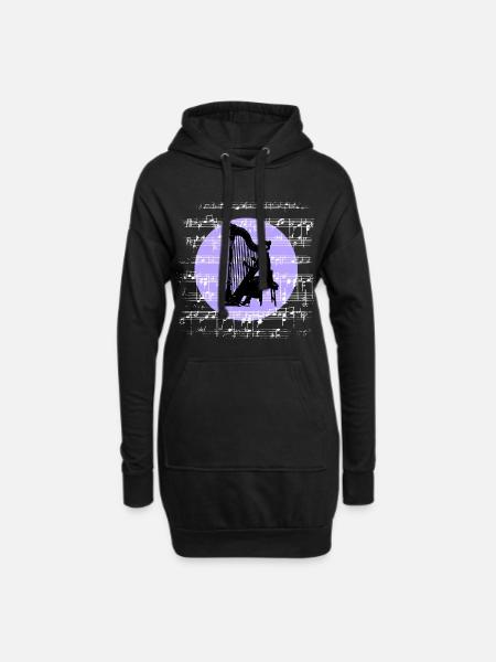 Melodien der Harfe - Hoodie-Kleid - Schwarz