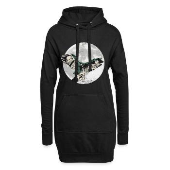 Faucons oiseaux de proie Fauconnerie Fauconnerie Chasse à la lune - Sweat-shirt à capuche long Femme - noir - Devant