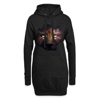 Löwe Galaxy Tiere Geschenk Kunst Tiermotiv - Hoodie-Kleid - Schwarz - Vorne