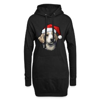 Hund Weihnachten Hunde Winter Haustiere Tier - Hoodie-Kleid - Schwarz - Vorne
