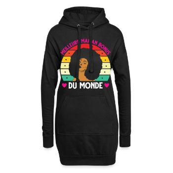Meilleure maman bonus monde vintage femme noire - Sweat-shirt à capuche long Femme - noir - Devant