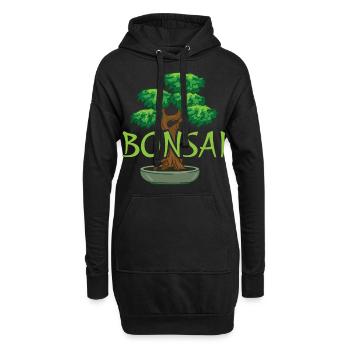 Bonsai im Topf - Hoodie-Kleid - Schwarz - Vorne