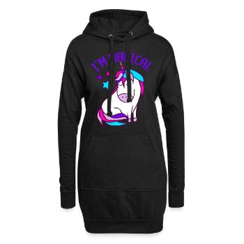 Einhorn Einhörner Magie - Hoodie-Kleid - Schwarz - Vorne