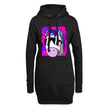 Einhorn - Hoodie-Kleid - Schwarz - Vorne