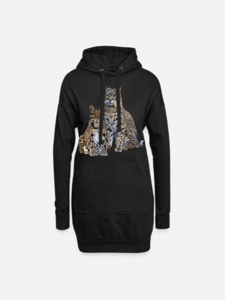 Nebelparder und Luchs - Hoodie-Kleid - Schwarz
