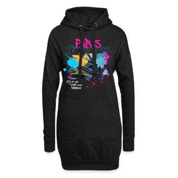 Paris, France, Ville, Skyline, Tour Eiffel, Graffiti - Sweat-shirt à capuche long Femme - noir - Devant