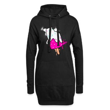 Eiscreme - Hoodie-Kleid - Schwarz - Vorne