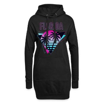 Florida USA Miami Amerika Sommer Palmen Neon Bunt - Hoodie-Kleid - Schwarz - Vorne