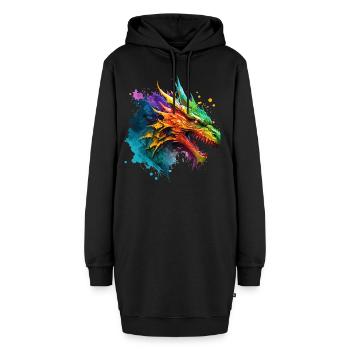 Drache Bunt Fantasie Magie Mystik Mythologie Kunst - Hoodie-Kleid - Schwarz - Vorne - AI Model Female 172 light (172cm)