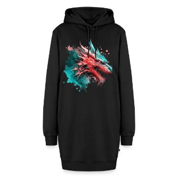 Drache Bunt Fantasie Magie Mystik Mythologie Kunst - Hoodie-Kleid - Schwarz - Vorne - AI Model Female 172 light (172cm)