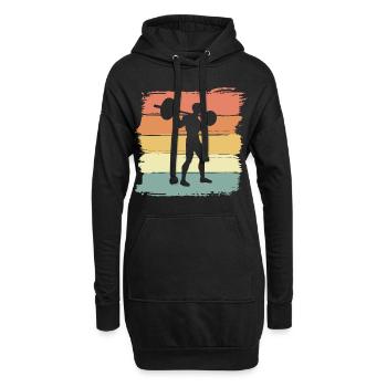 Musculation Fitness Poids Lifting Rétro Vintage - Sweat-shirt à capuche long Femme - noir - Devant