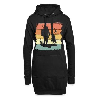 Chasse à la chasse avec chien rétro vintage - Sweat-shirt à capuche long Femme - noir - Devant