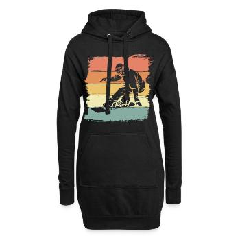 Snowboarding retro vintage Snowboard - Hoodie-Kleid - Schwarz - Vorne
