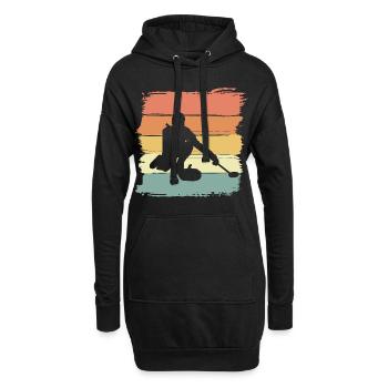 Curling retro vintage für Curling Liebhaber - Hoodie-Kleid - Schwarz - Vorne