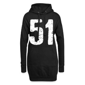 51 Zahl Vintage - Hoodie-Kleid - Schwarz - Vorne