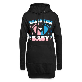Saint-Valentin Anniversaire Naissance de bébé 14 février - Sweat-shirt à capuche long Femme - noir - Devant