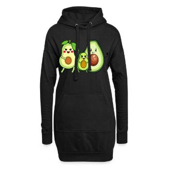 Avocado Familie im Urlaub - Hoodie-Kleid - Schwarz - Vorne
