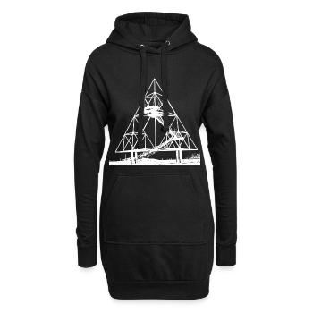 TÉTRAÈDER BLANC - Sweat-shirt à capuche long Femme - noir - Devant
