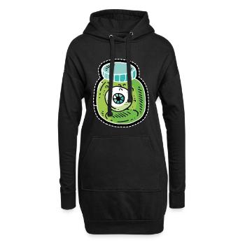 Monstre en verre vert blanc - Sweat-shirt à capuche long Femme - noir - Devant