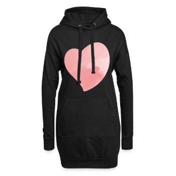 coeur rose 1 - Sweat-shirt à capuche long Femme - noir - Devant