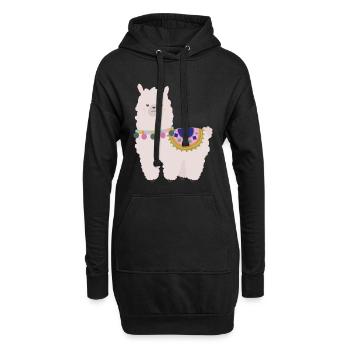 lama - Sweat-shirt à capuche long Femme - noir - Devant