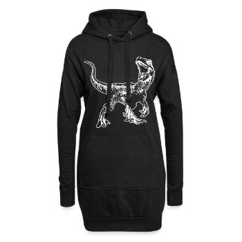 Velociraptor - Hoodie-Kleid - Schwarz - Vorne