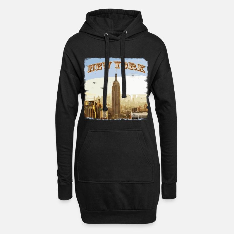 New York - Hoodie-Kleid - Schwarz