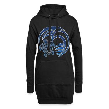 Tortue, océan et ciel étoilé - Sweat-shirt à capuche long Femme - noir - Devant