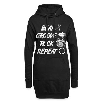 Beat Groove Rock Repeat - Hoodie-Kleid - Schwarz - Vorne