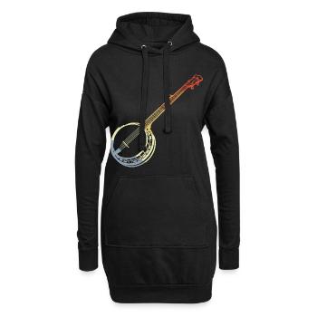 Croquis de banjo vintage - Sweat-shirt à capuche long Femme - noir - Devant