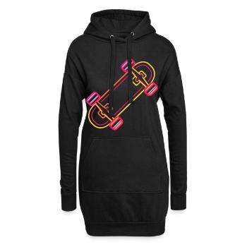 Skateboard Cartoon Look - Hoodie-Kleid - Schwarz - Vorne