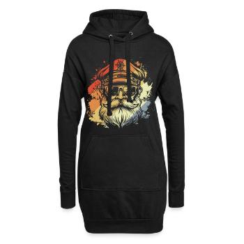 Retro Segelkapitän Zeichnung - Hoodie-Kleid - Schwarz - Vorne