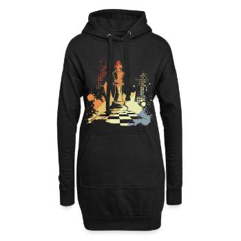 Schachfigur - Hoodie-Kleid - Schwarz - Vorne