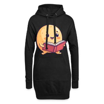 Glückliche Kartoffel beim Lesen eines Buches - Entzückendes Design - Hoodie-Kleid - Schwarz - Vorne