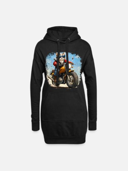Chats Motards / Moto Chat - Sweat-shirt à capuche long Femme - noir