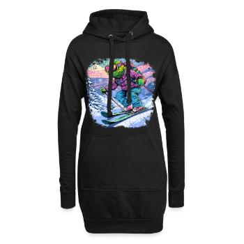 Chamäleone Ski / Skifahrer Chamäleon - Hoodie-Kleid - Schwarz - Vorne