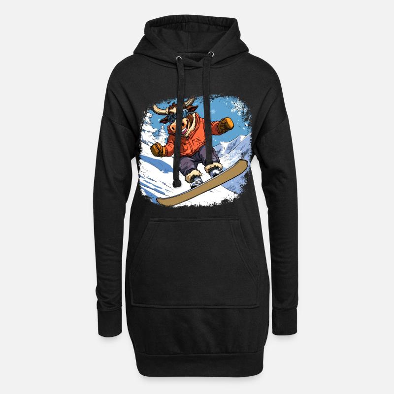 Stiere Snowboard - Hoodie-Kleid - Schwarz
