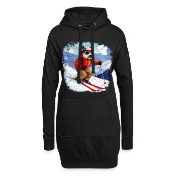 Chien de ski - Sweat-shirt à capuche long Femme - noir - Devant